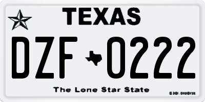 TX license plate DZF0222