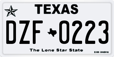 TX license plate DZF0223