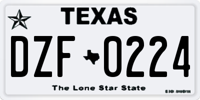 TX license plate DZF0224