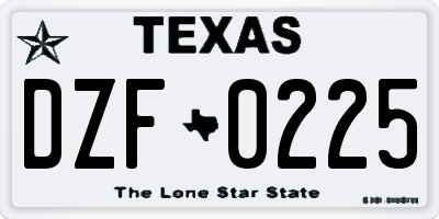 TX license plate DZF0225