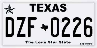TX license plate DZF0226