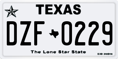 TX license plate DZF0229