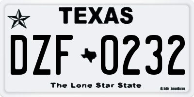 TX license plate DZF0232