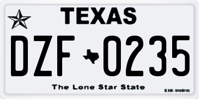 TX license plate DZF0235