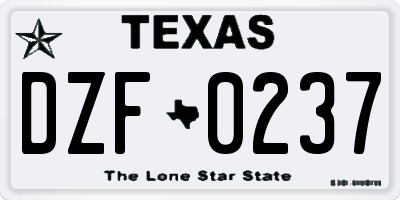 TX license plate DZF0237