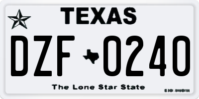 TX license plate DZF0240