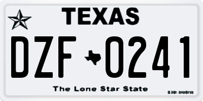 TX license plate DZF0241