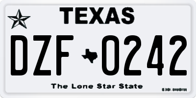 TX license plate DZF0242