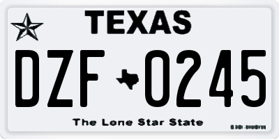 TX license plate DZF0245