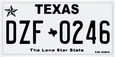 TX license plate DZF0246