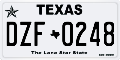 TX license plate DZF0248