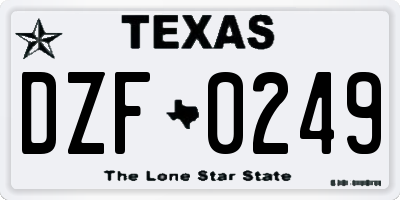 TX license plate DZF0249
