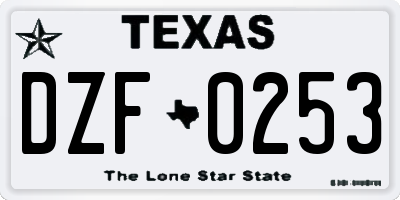 TX license plate DZF0253