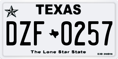 TX license plate DZF0257