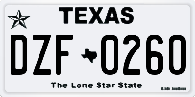 TX license plate DZF0260
