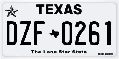 TX license plate DZF0261