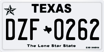 TX license plate DZF0262