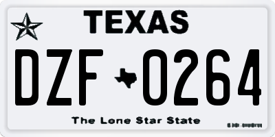 TX license plate DZF0264