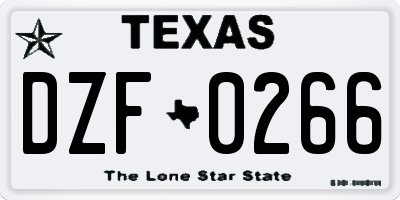 TX license plate DZF0266