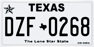 TX license plate DZF0268