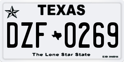 TX license plate DZF0269