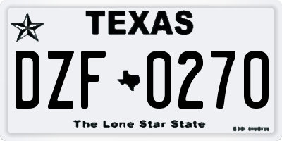 TX license plate DZF0270