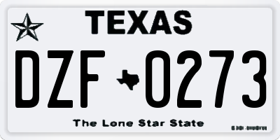 TX license plate DZF0273
