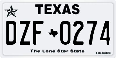 TX license plate DZF0274