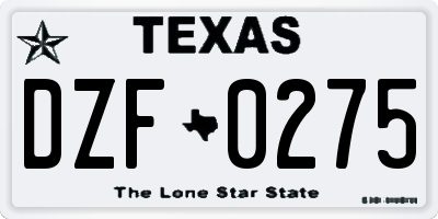TX license plate DZF0275