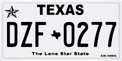 TX license plate DZF0277