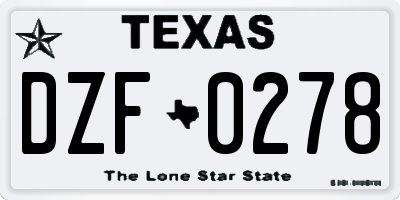 TX license plate DZF0278