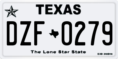 TX license plate DZF0279