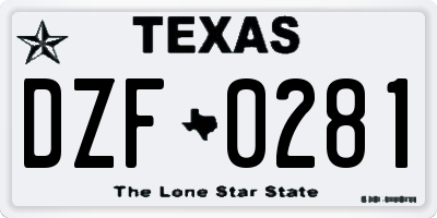 TX license plate DZF0281