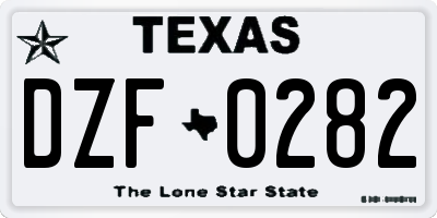 TX license plate DZF0282