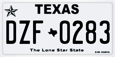 TX license plate DZF0283