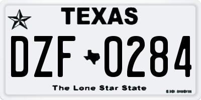 TX license plate DZF0284