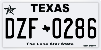 TX license plate DZF0286