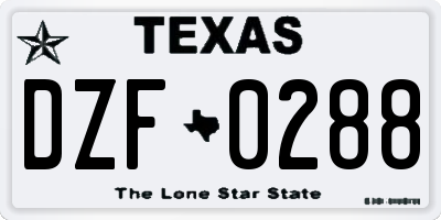 TX license plate DZF0288