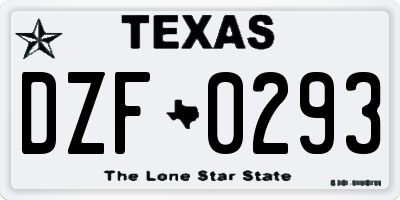 TX license plate DZF0293