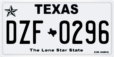 TX license plate DZF0296