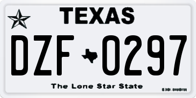 TX license plate DZF0297