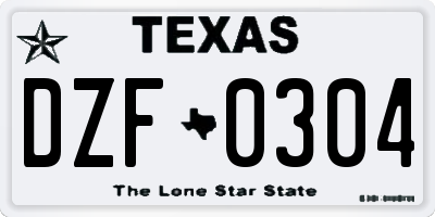 TX license plate DZF0304
