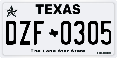 TX license plate DZF0305