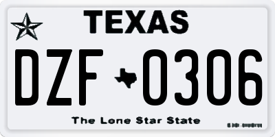 TX license plate DZF0306