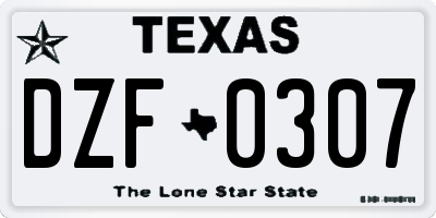 TX license plate DZF0307