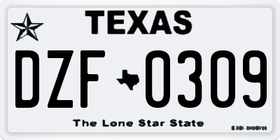 TX license plate DZF0309
