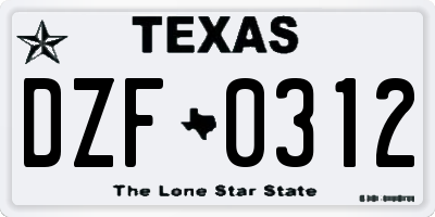 TX license plate DZF0312