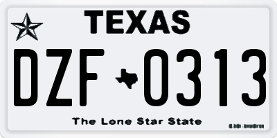 TX license plate DZF0313