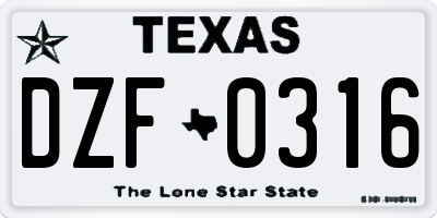 TX license plate DZF0316