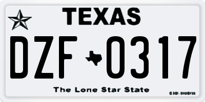 TX license plate DZF0317
